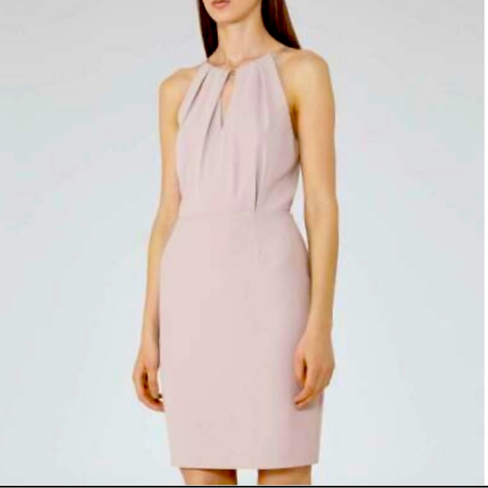 Reiss pale pink Odessa dress with chain